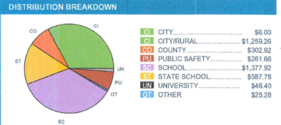 The statement provides a summary of how much taxes are paid to each tax jurisdiction.