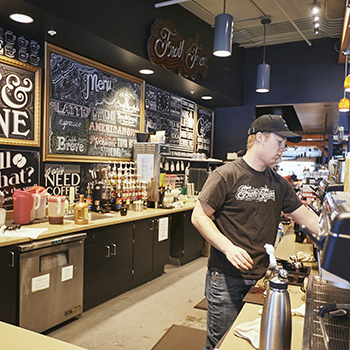 Student employee working as a barista