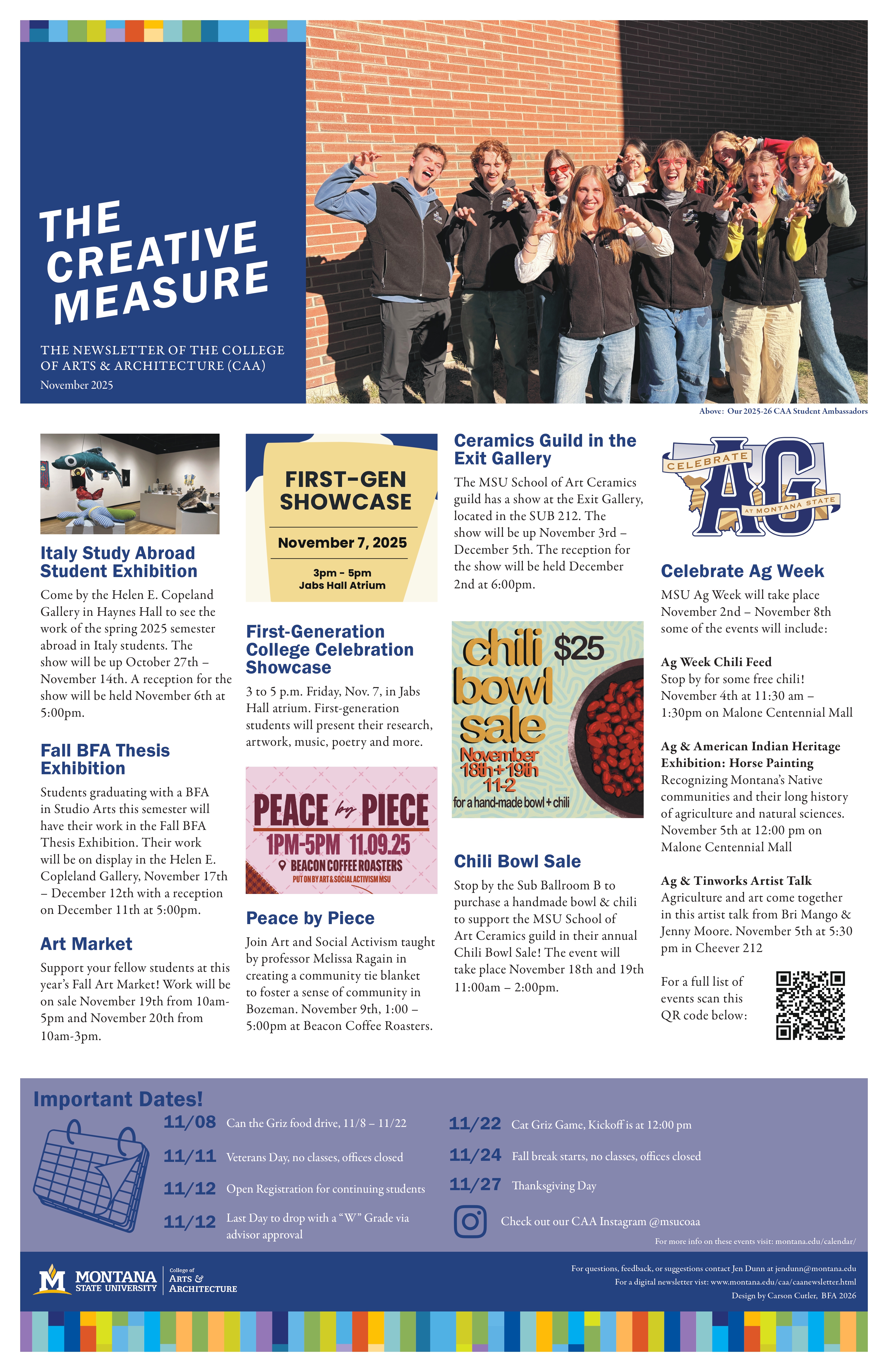 The November newsletter of the College of Art and Architecture