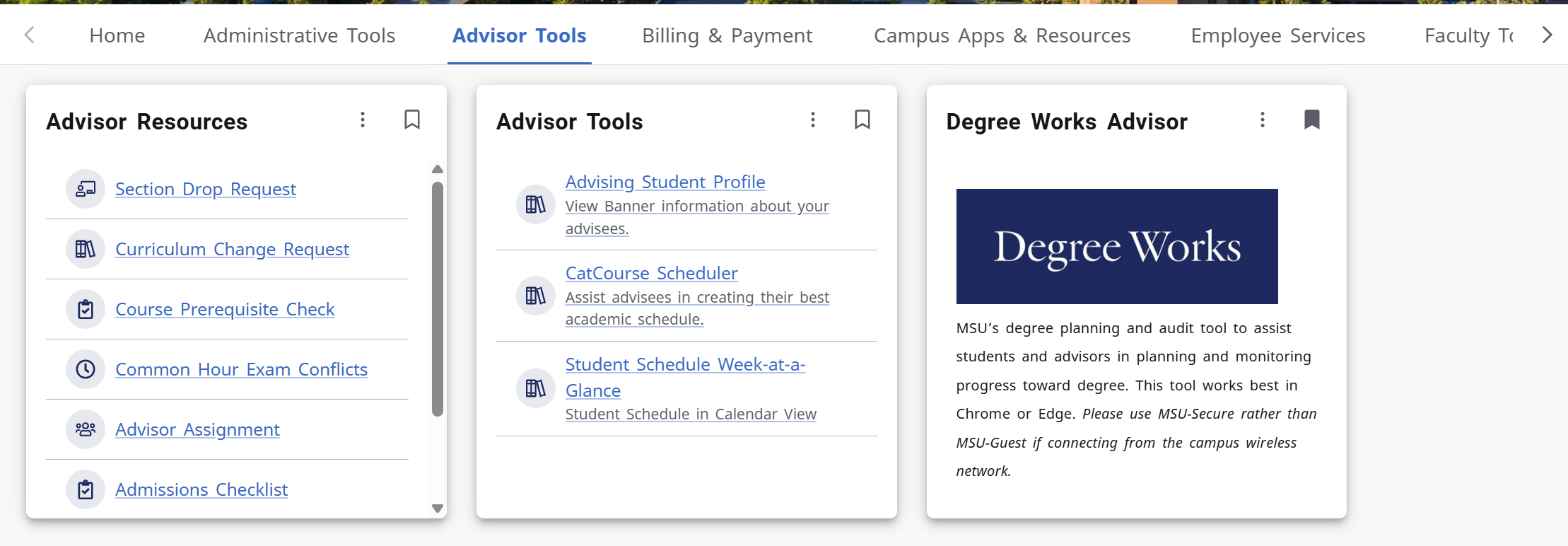 advisor tab