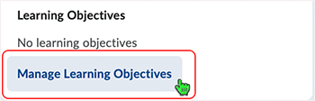 Brightspace screenshot 20.23.02 - selecting the "Manage Learning Objects" link