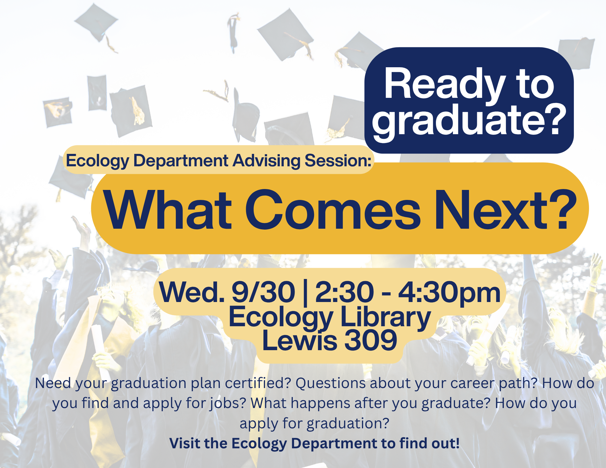 What Comes Next Advising Session is Wednesday, 9/30.