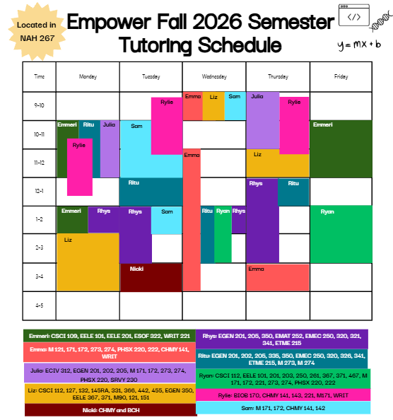 Tutoring Schedule Image