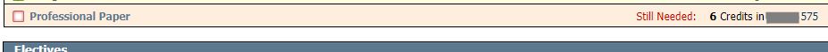 A Master's Degree with a professional paper does not show any line item in DegreeWorks regarding formatting.