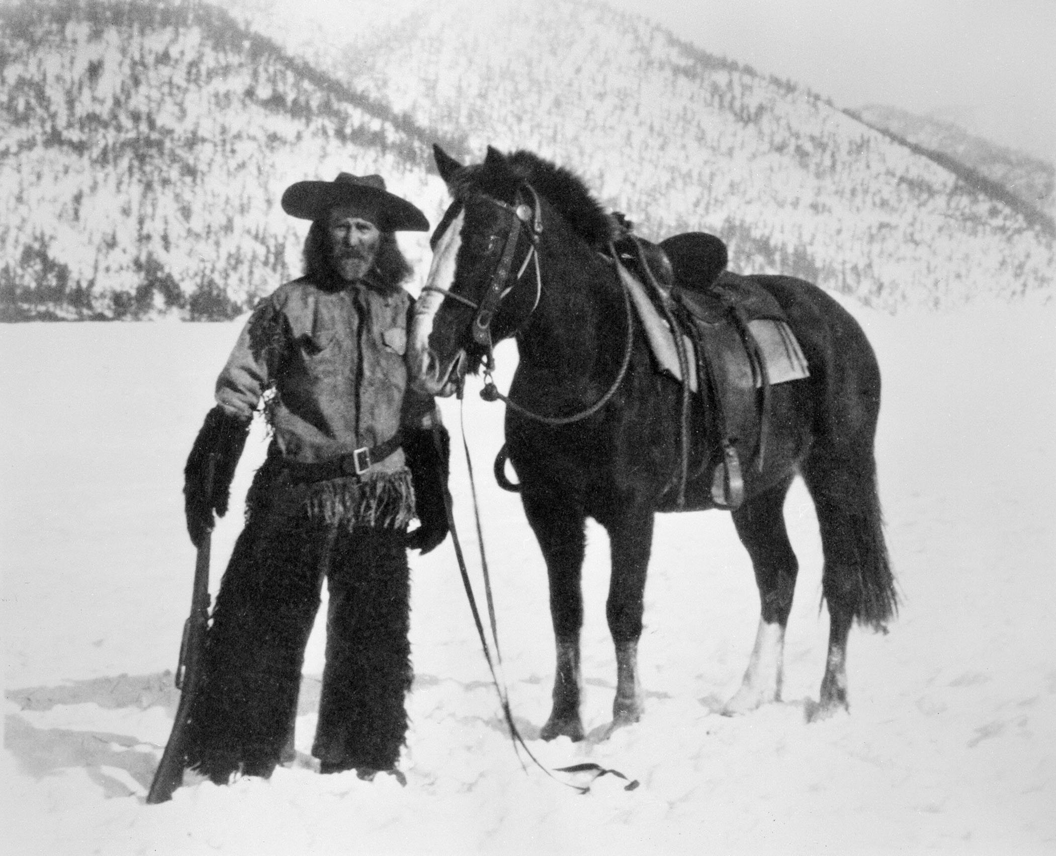 Andrew Garcia (1853-1943) poses for a photo at his ranch near Fish Creek, ca. 1932.