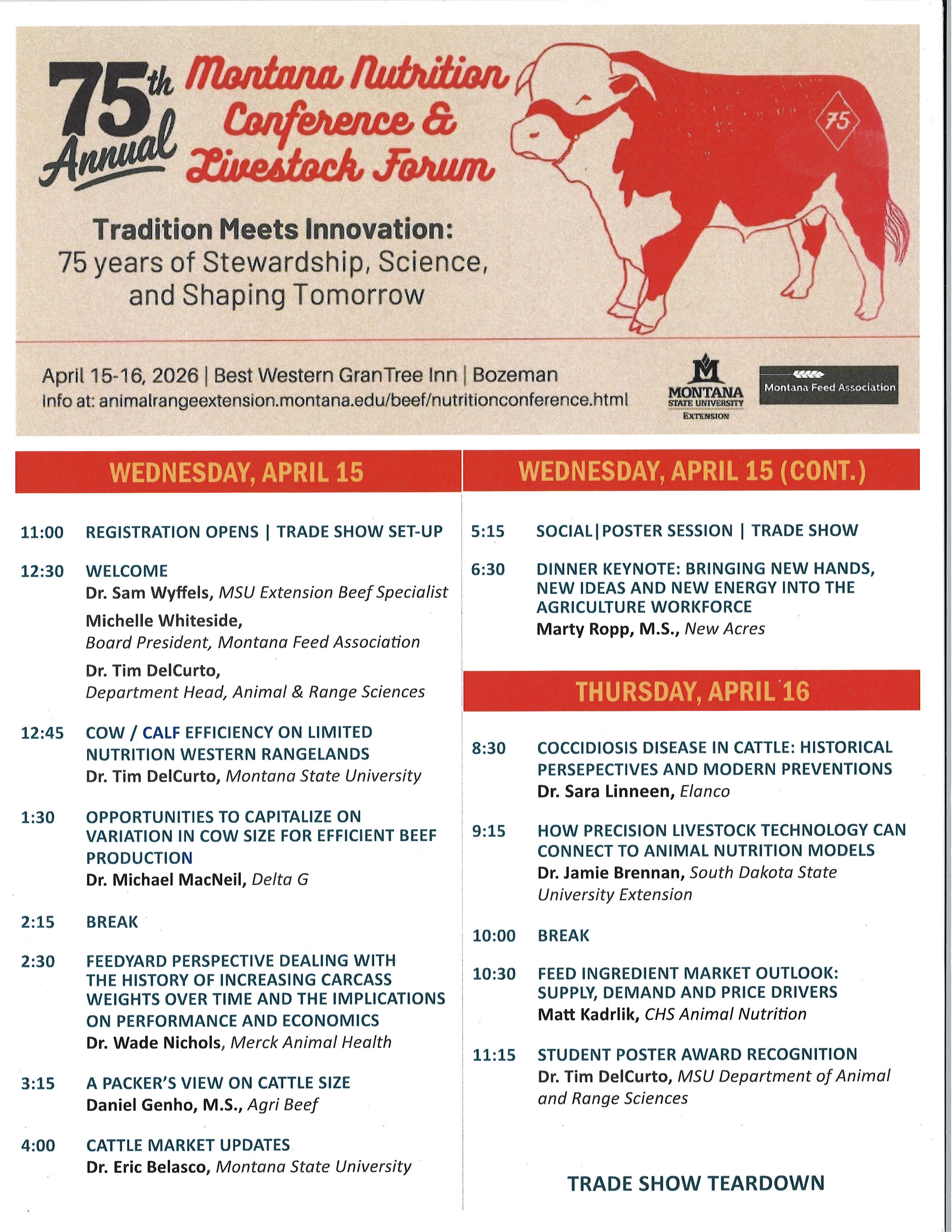 75th Annual MT Nutrition Conference Flyer