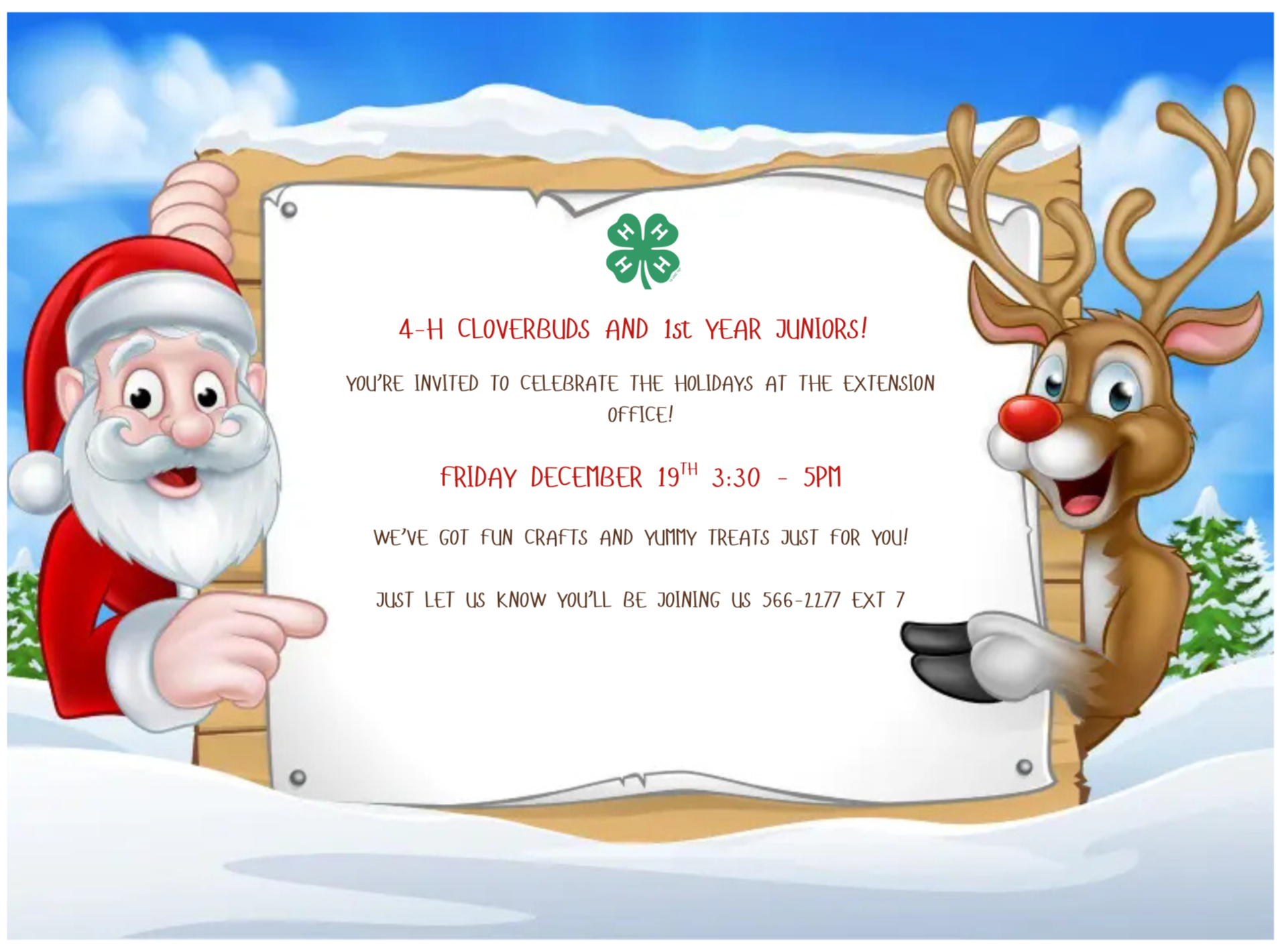 4-H Cloverbud Holiday Party at the Extension Office Invitiation