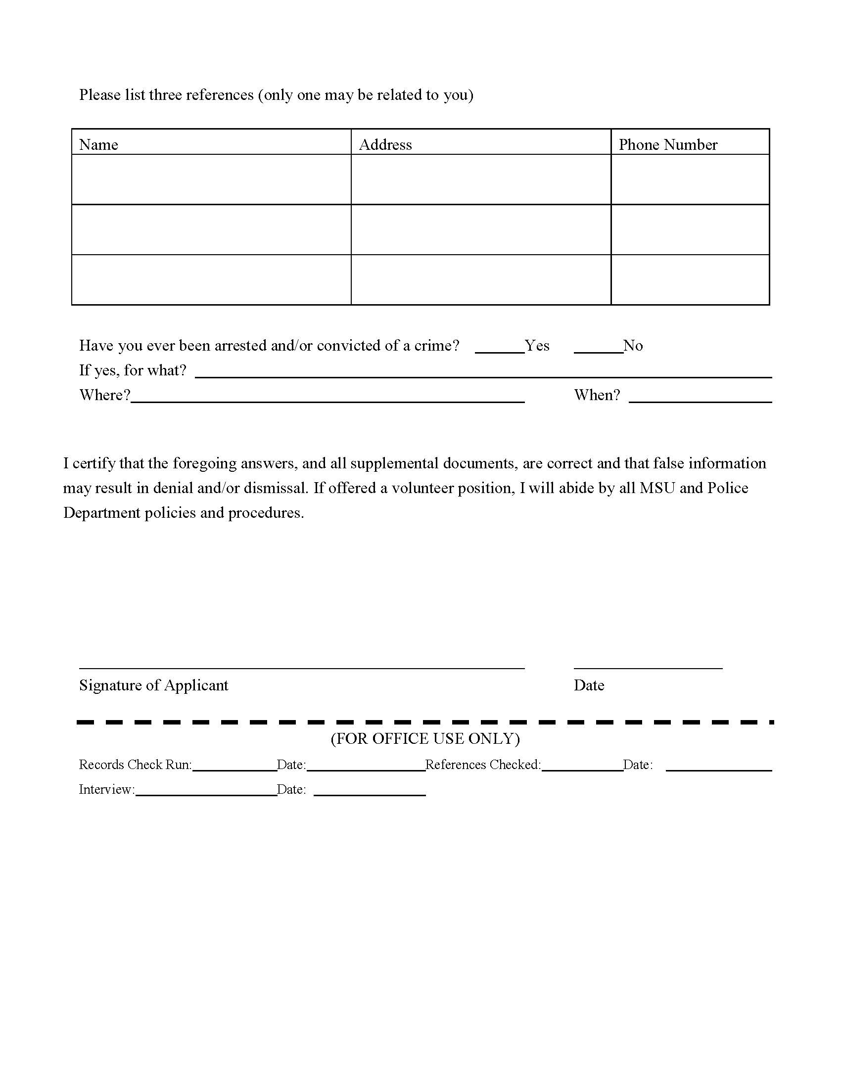 Volunteer Application Page 2