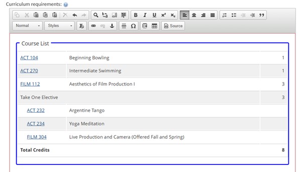 Course List Result