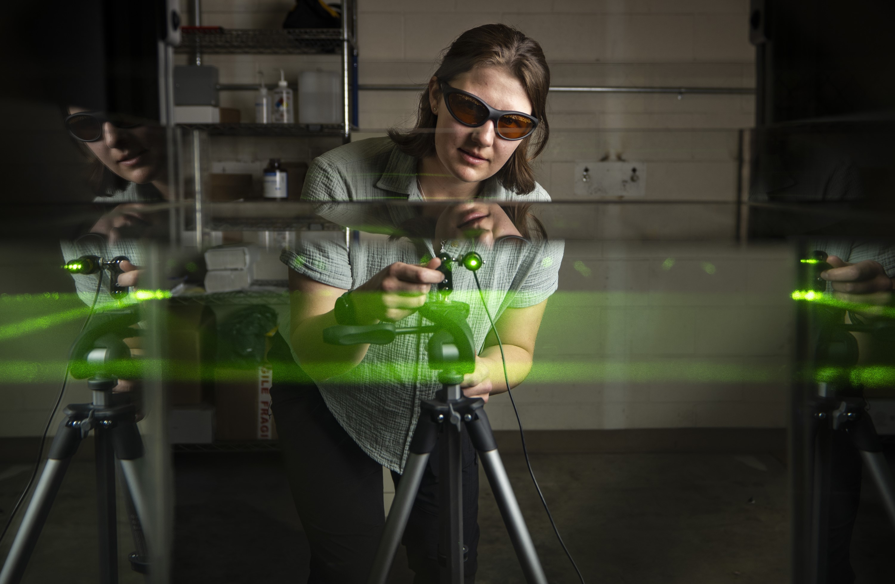 woman in laser lab