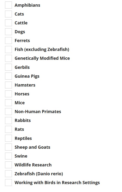 species list