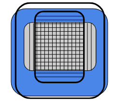 diagram of two polarizers oriented perpendicularlly to each other so that no light passes through