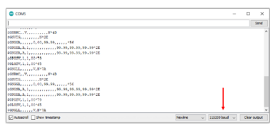 Serial monitor when GPS is running