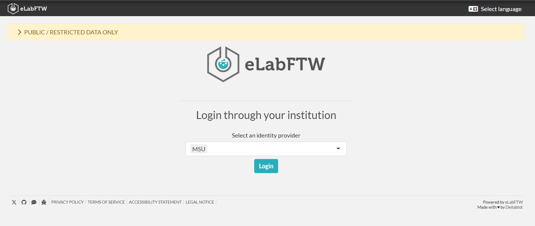 ELABFTW Login Page