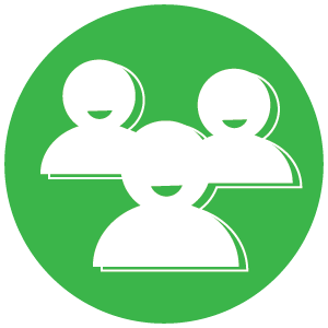 green circle with a white icon of three people inside